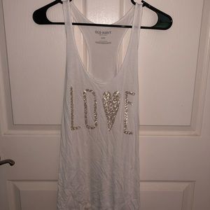Long white racerback tank top